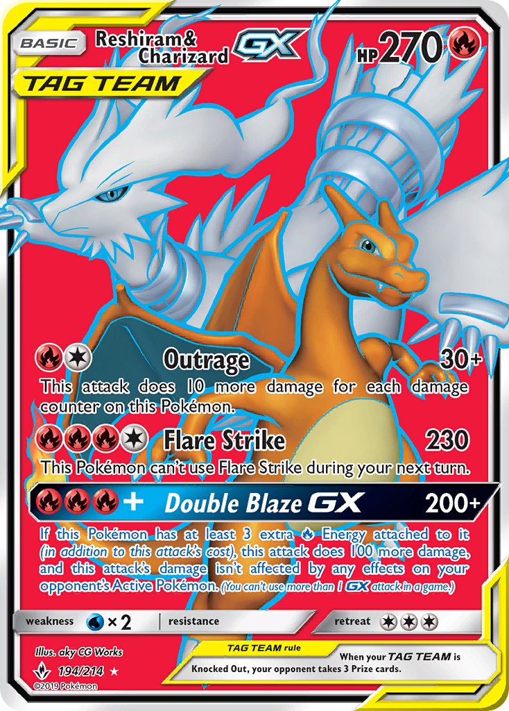 Reshiram & Charizard GX 194/214 Holo Ultra Rare GX