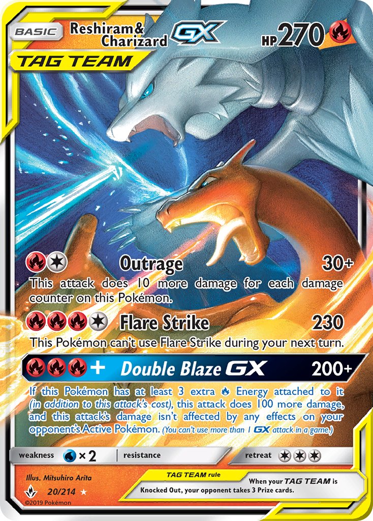 Reshiram & Charizard GX 20/214 Holo Rare GX