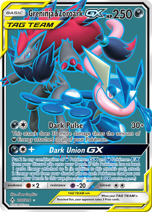 Greninja & Zoroark GX 200/214 Holo Ultra Rare GX