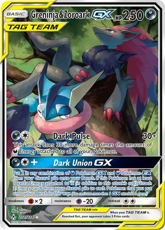 Greninja & Zoroark GX 201/214 Holo Ultra Rare GX