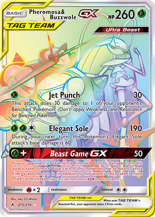 Pheromosa & Buzzwole GX 215/214 Rainbow Secret Rare Ultra Beast GX
