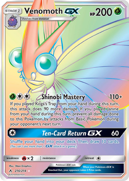 Venomoth GX 216/214 Rainbow Secret Rare GX