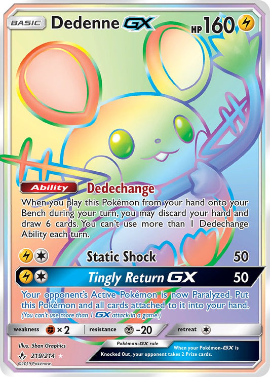 Dedenne GX 219/214 Rainbow Secret Rare GX