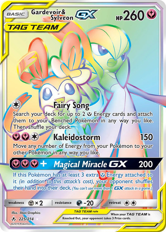Gardevoir & Sylveon GX 225/214 Rainbow Secret Rare GX