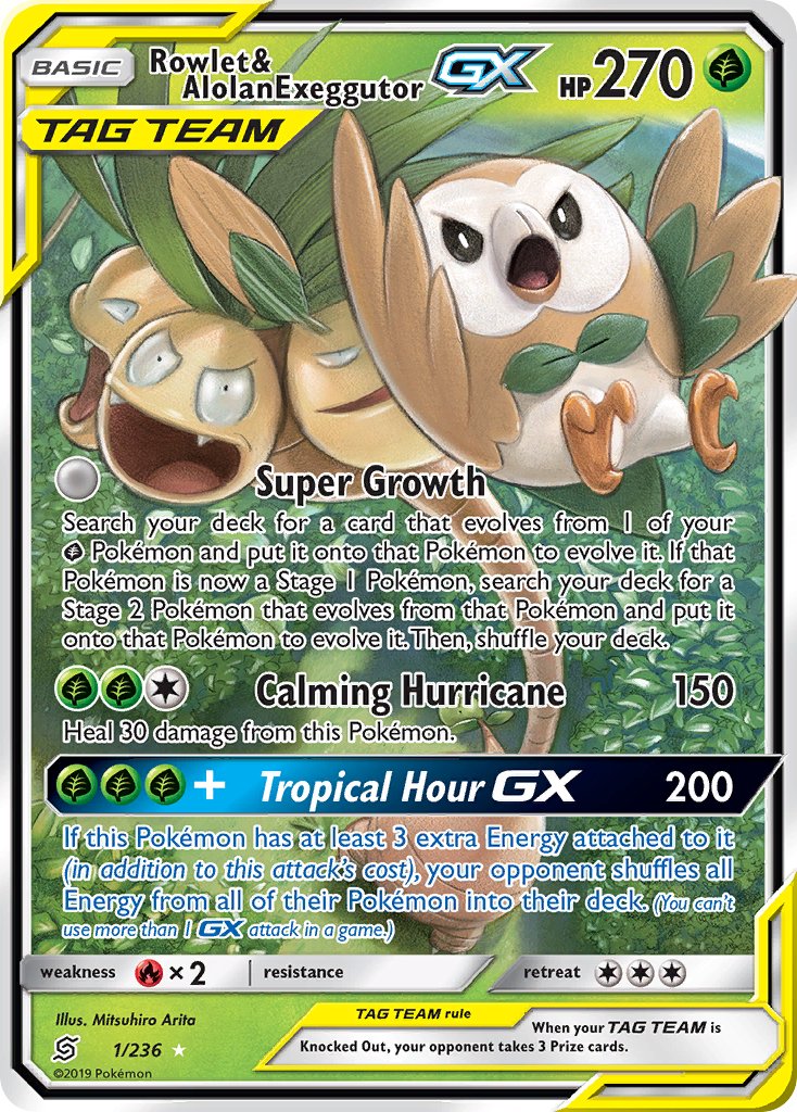 Rowlet & Alolan Exeggutor GX 1/236 Holo Rare GX - MissingNo.