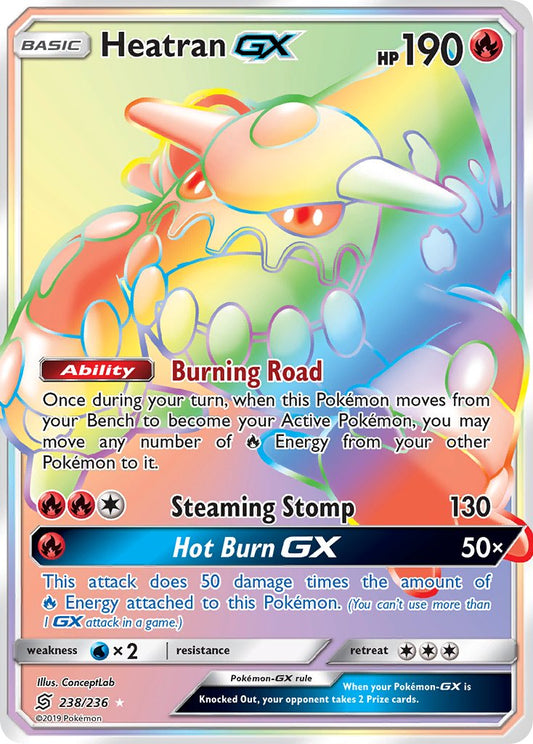 Heatran GX 238/236 Rainbow Secret Rare GX - MissingNo.