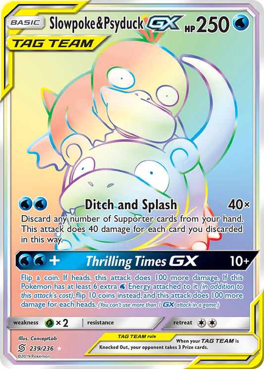 Slowpoke & Psyduck GX 239/236 Rainbow Secret Rare GX - MissingNo.