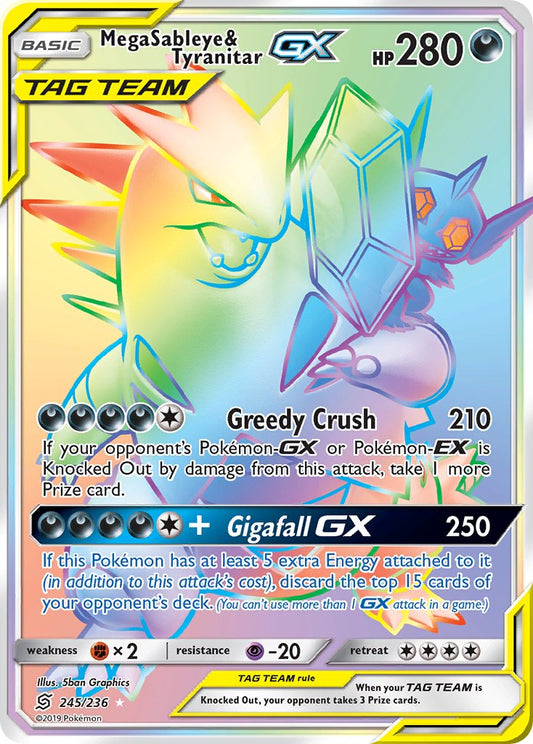 Mega Sableye & Tyranitar GX 245/236 Rainbow Secret Rare GX - MissingNo.