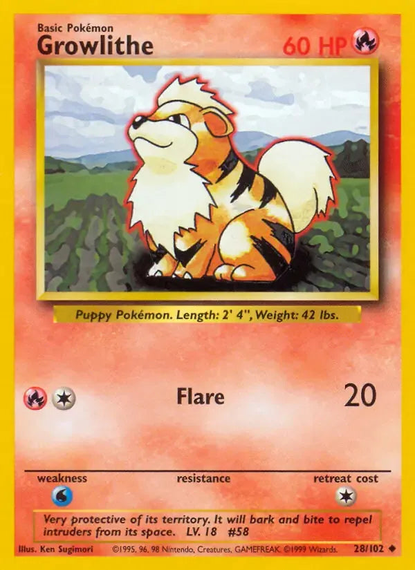 Growlithe 28/102 Uncommon (LP) - MissingNo.