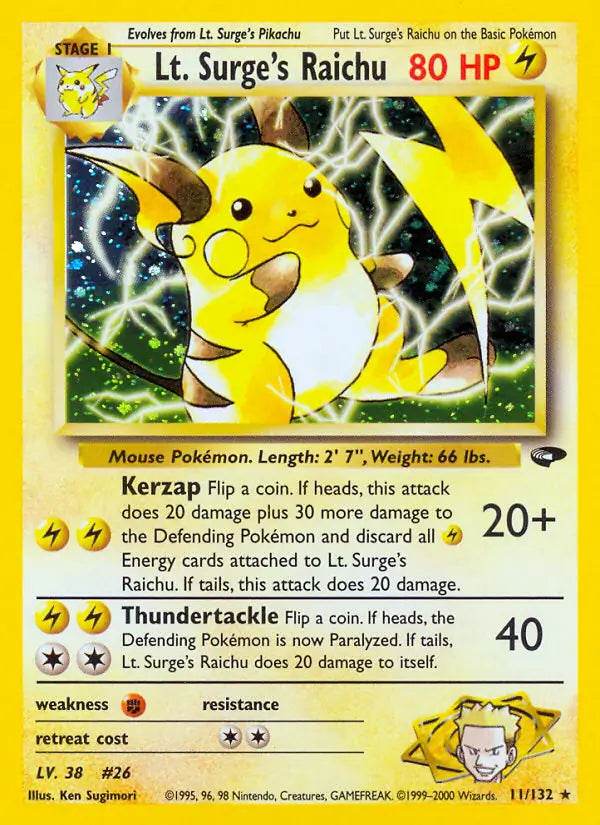 Lt. Surge's Raichu 11/132 Holo Rare - MissingNo.