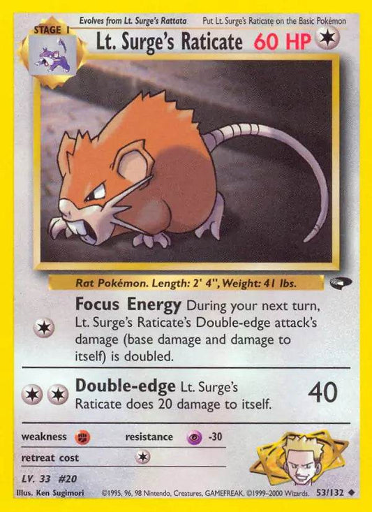 Lt. Surge's Raticate 53/132 Uncommon - MissingNo.