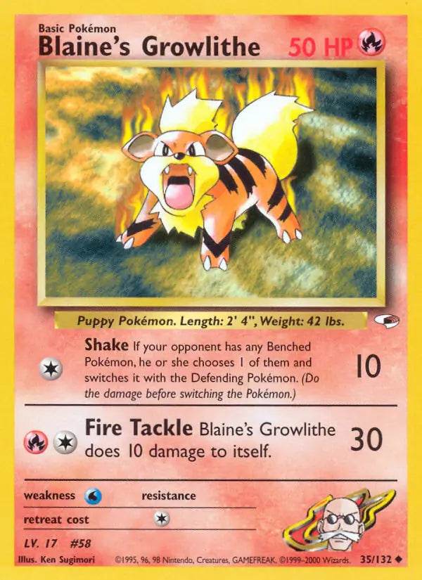 Blaine's Growlithe 35/132 Uncommon - MissingNo.