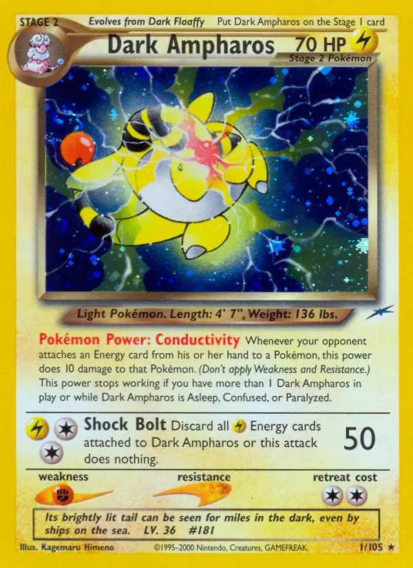 Dark Ampharos 1/105 Holo Rare - MissingNo.