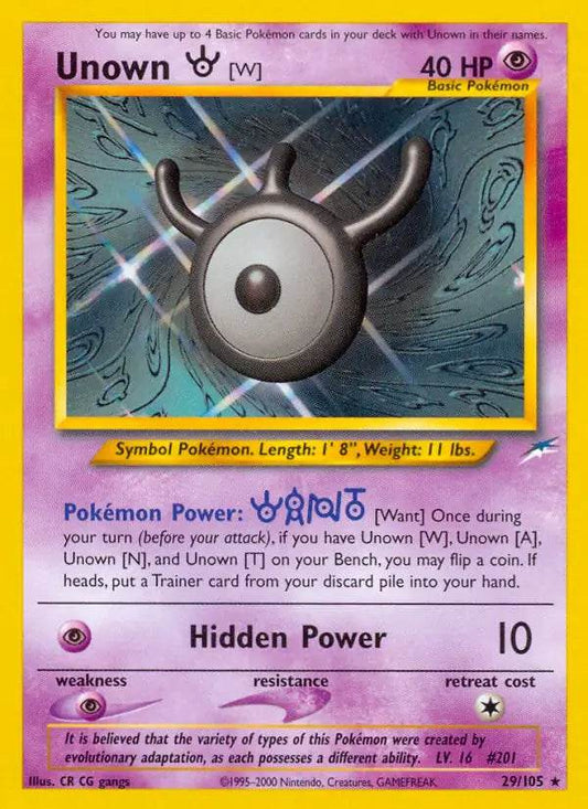 Unown W 29/105 Non-Holo Rare - MissingNo.