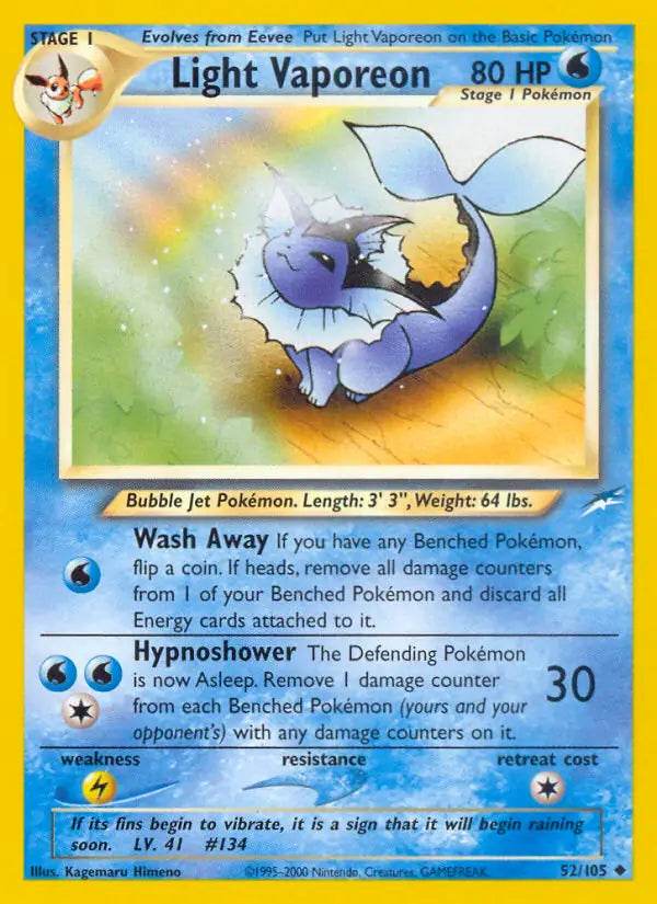 Light Vaporeon 52/105 Uncommon - MissingNo.