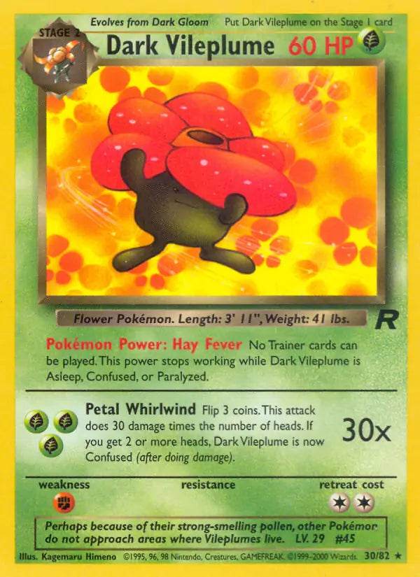 Dark Vileplume 30/82 Non-Holo Rare - MissingNo.