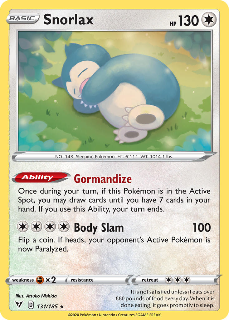 Snorlax 131/185 Non-Holo Play! Pokémon Stamp Prize Pack Series 1 Exclusive