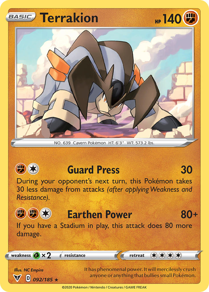 Terrakion 92/185 Holo Rare