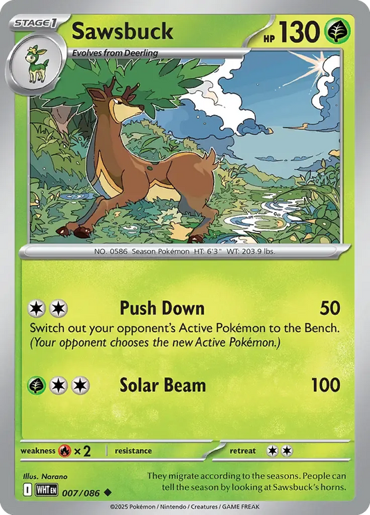 Sawsbuck 7/86 Master Ball Holo Uncommon
