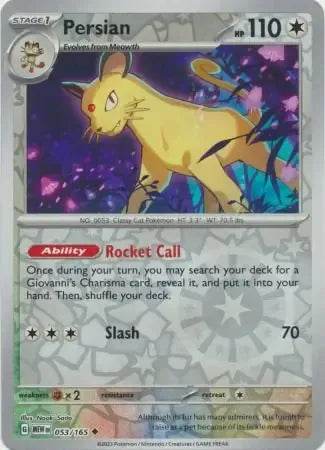 Persian 53/165 Reverse Uncommon - MissingNo.