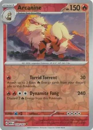 Arcanine 59/165 Reverse Uncommon - MissingNo.