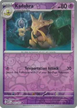 Kadabra 64/165 Reverse Uncommon - MissingNo.
