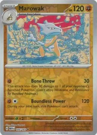 Marowak 105/165 Reverse Rare - MissingNo.