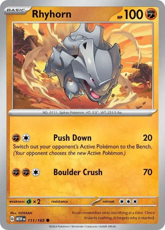 Rhyhorn 111/165 Common - MissingNo.