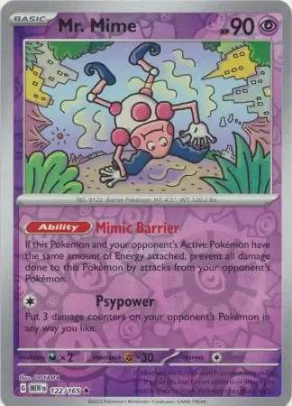 Mr. Mime 122/165 Reverse Rare - MissingNo.