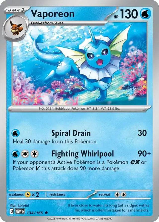 Vaporeon 134/165 Holo Rare - MissingNo.