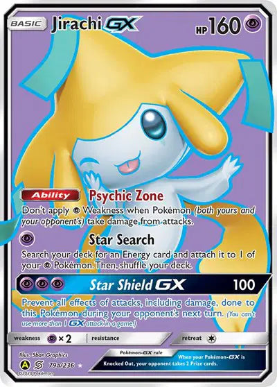 Jirachi GX 79a/236 Yellow A Alternate art Jirachi-GX Collection Exclusive - MissingNo.
