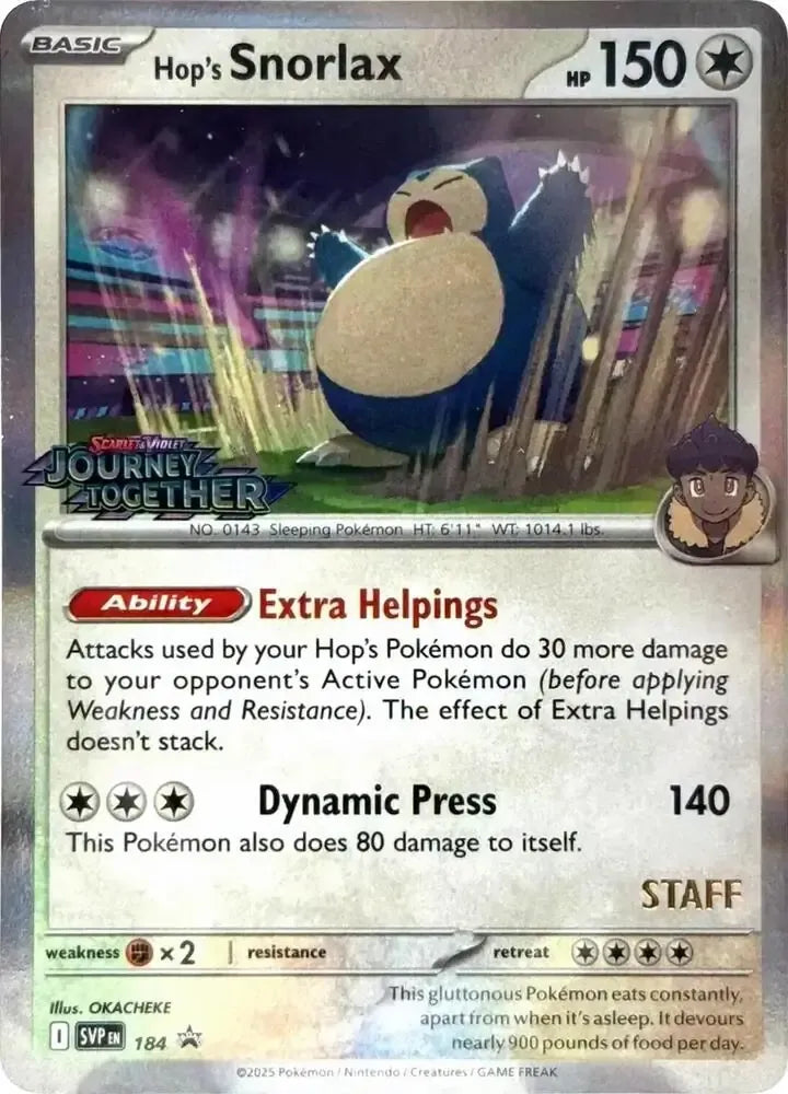 Hop's Snorlax Prerelease 184
